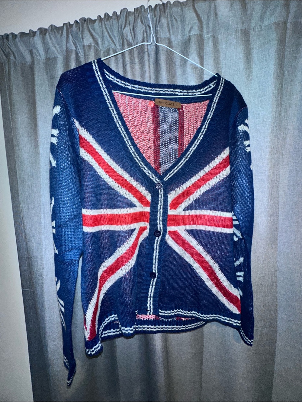 The Classic Navy, Red & White Union Jack V‑Neck Cardigan